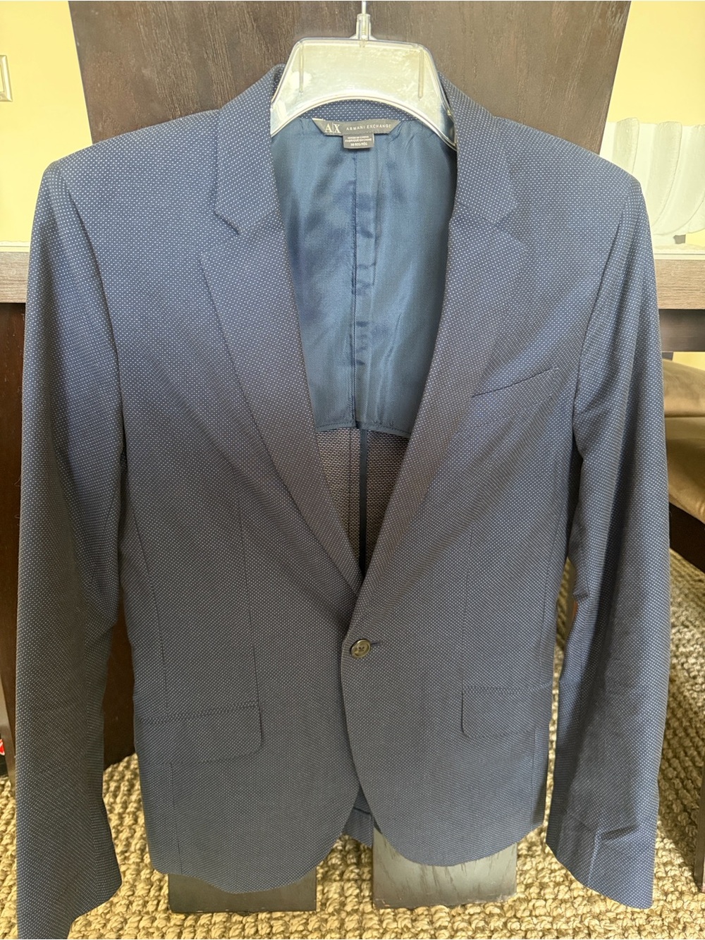 Armani Exchange Men's Dark Navy Micro-Dot Sport Coat